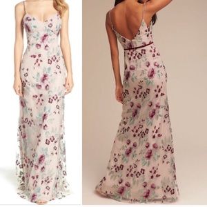 Jenny Yoo gown with embroidered sheer overlay